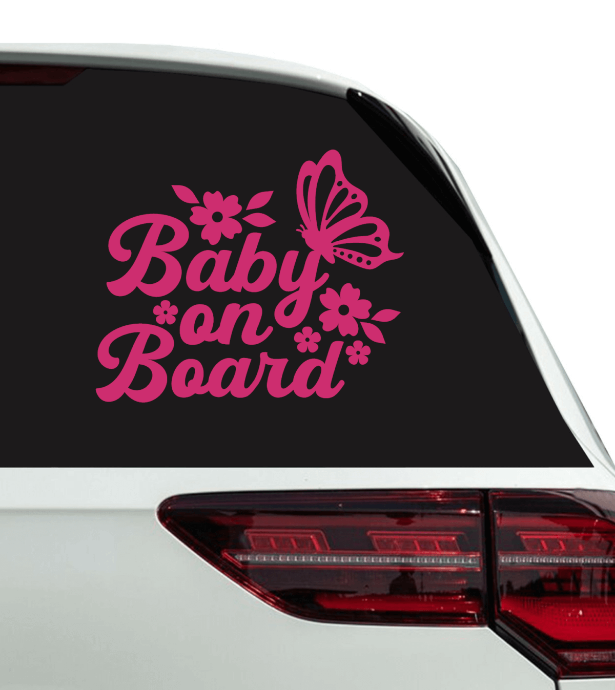 Baby on Board with Butterfly and Flowers Decal - Image 3