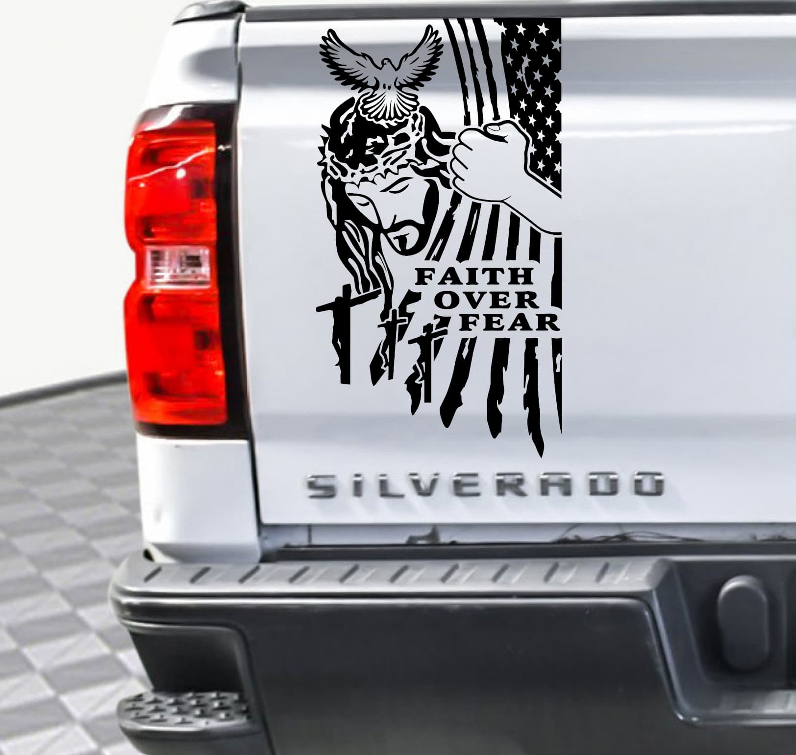 Faith Over Fear Dove Flag Decal - Image 2