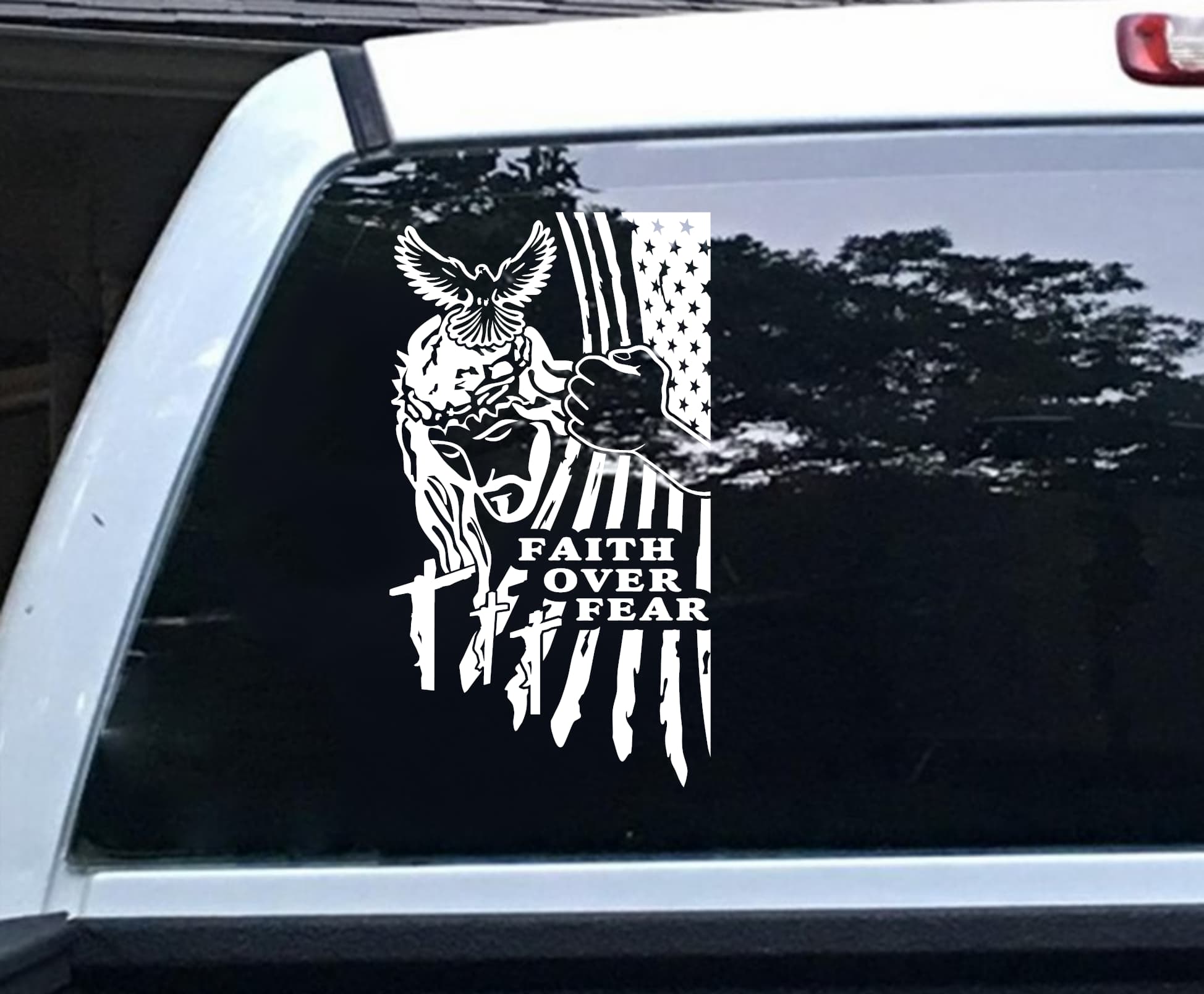 Faith Over Fear Dove Flag Decal - Image 5
