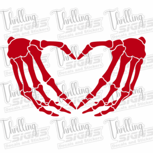 Skeleton Heart Hands Decal