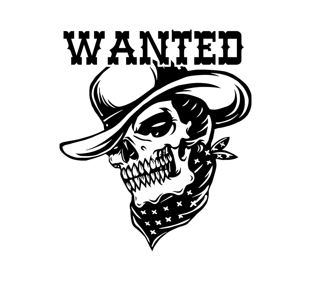 Wanted Cowboy Skull Decal - Image 2