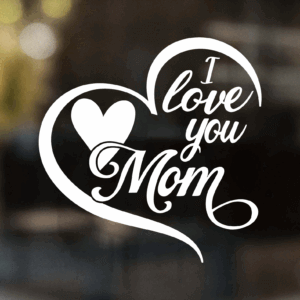 I Love You Mom Heart Decal