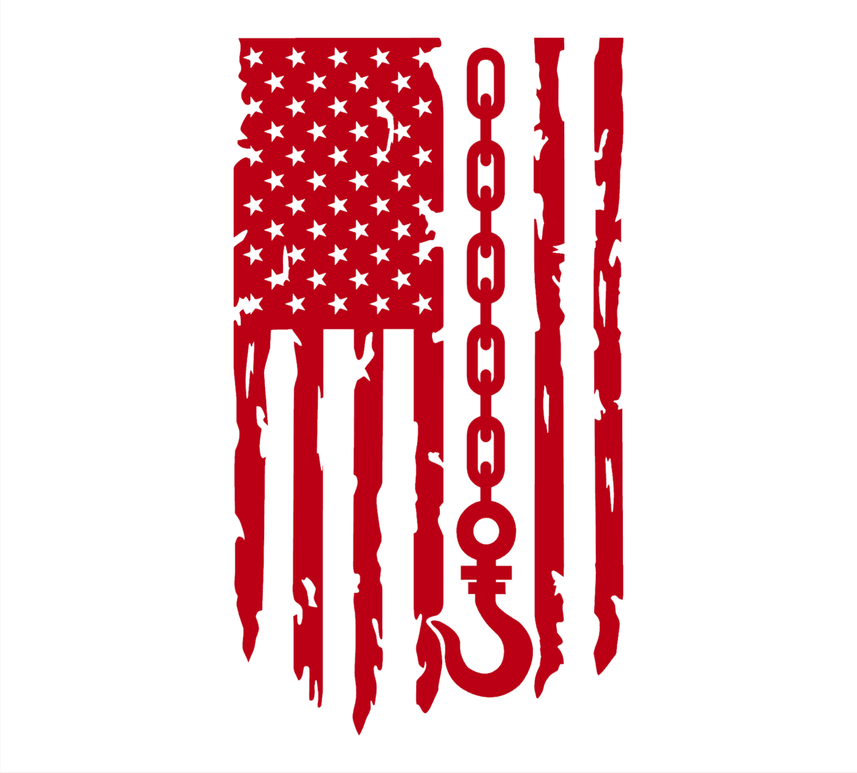 Tow Hook Distressed Flag Decal - Image 2