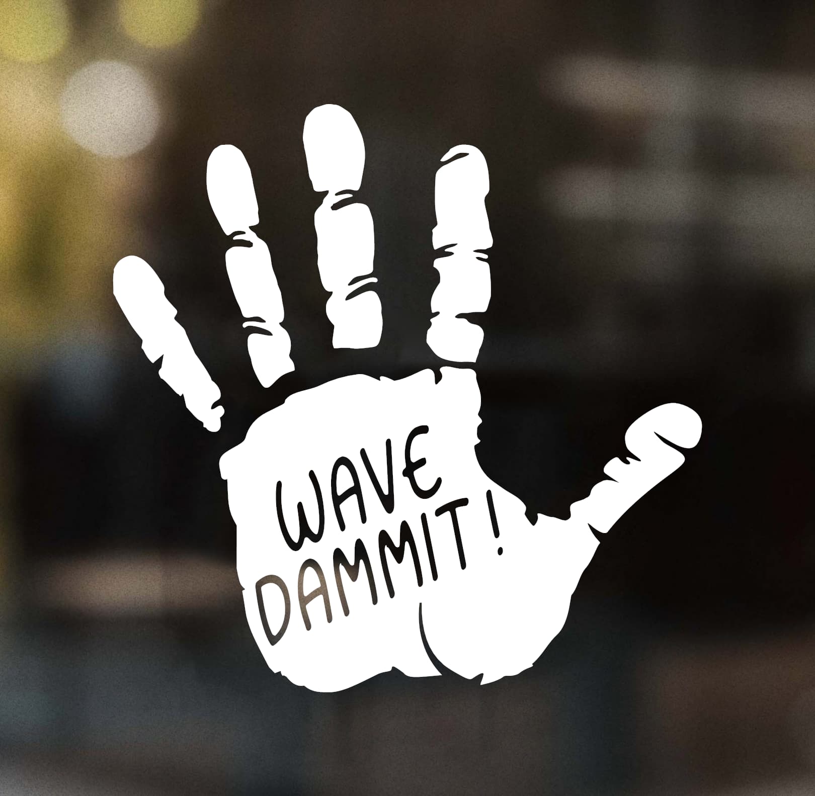 Hand Print Wave Dammit Decal