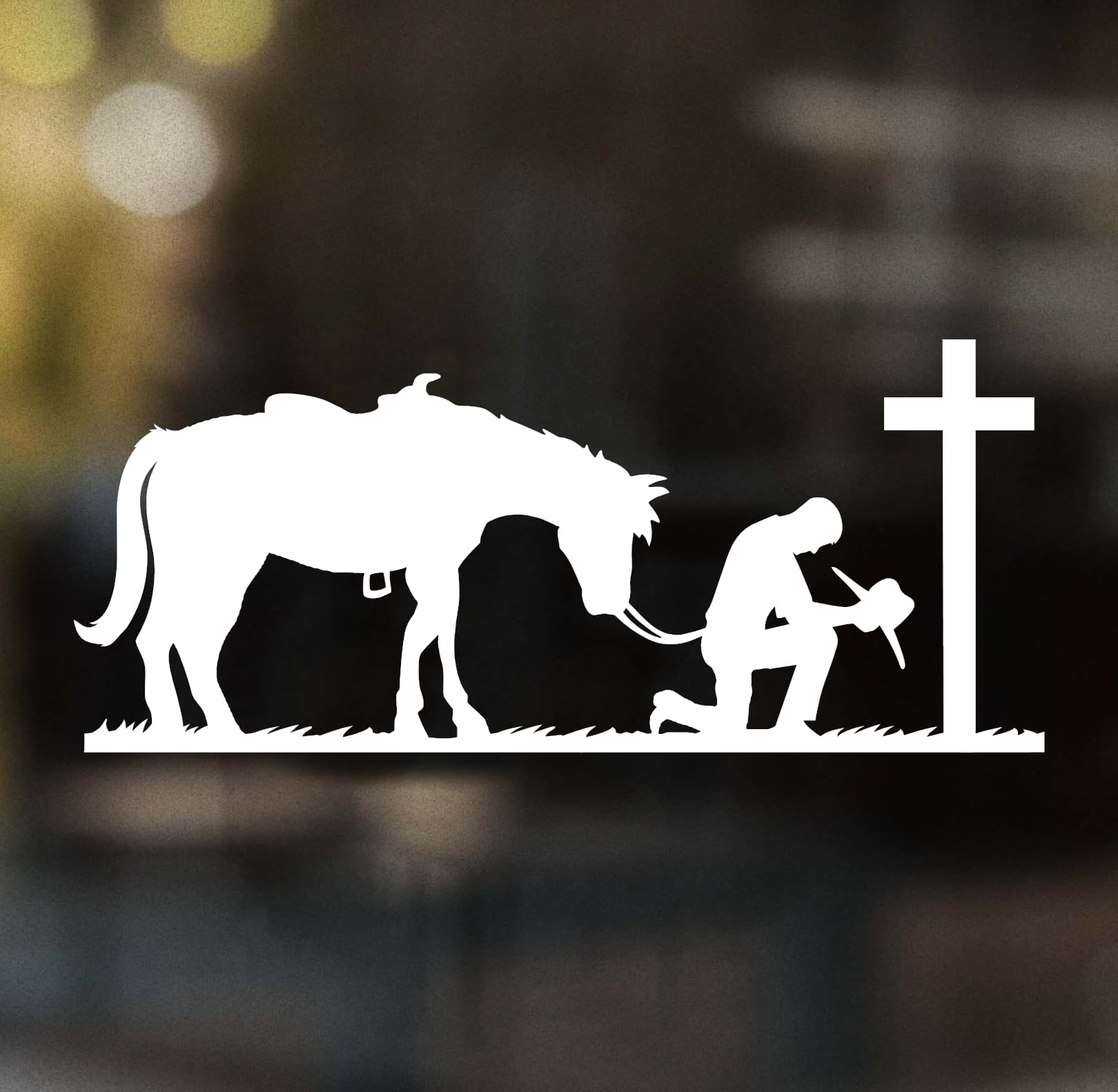 Praying Cowboy and Horse Decal