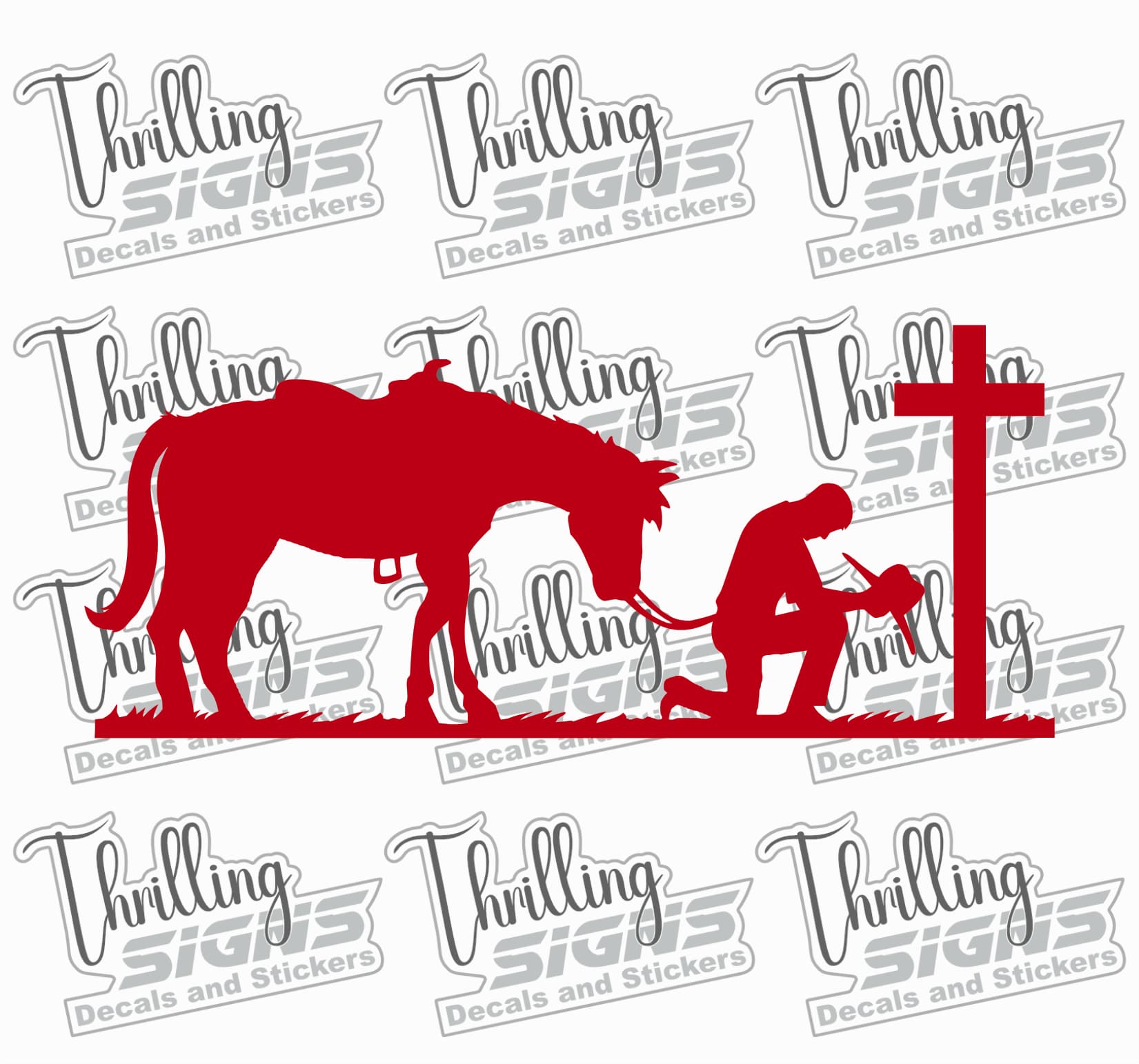 Praying Cowboy and Horse Decal - Image 2